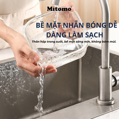 Bộ 3 Hộp Thuỷ Tinh Hình Chữ Nhật Nắp Trong Suốt Đựng Phực Phẩm Cao Cấp Mitomo