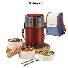 Hộp cơm giữ nhiệt Mitomo LCH-7086 Màu Đỏ Đô