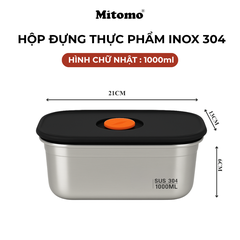 Bộ 2 Hộp Bảo Quản Thực Phẩm Inox 304 Hình Chữ Nhật –  Nắp Kín Hơi, An Toàn, Bền Đẹp, Tiện Lợi