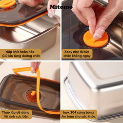 Bộ 2 Hộp Bảo Quản Thực Phẩm Inox 304 Hình Chữ Nhật –  Nắp Kín Hơi, An Toàn, Bền Đẹp, Tiện Lợi