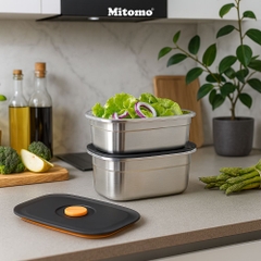 Bộ 2 Hộp Bảo Quản Thực Phẩm Inox 304 Hình Chữ Nhật –  Nắp Kín Hơi, An Toàn, Bền Đẹp, Tiện Lợi