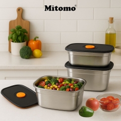 Bộ 2 Hộp Bảo Quản Thực Phẩm Inox 304 Hình Chữ Nhật –  Nắp Kín Hơi, An Toàn, Bền Đẹp, Tiện Lợi