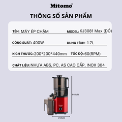 Máy ép trái cây chậm công nghiệp cao cấp Mitomo KJ-3081Max