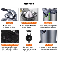 Máy Vắt Cam Mitomo KJ1043 - Ép Kiệt Bã, Không Đắng