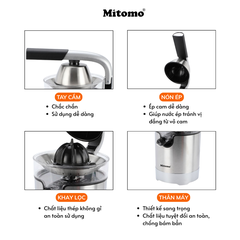 Máy Vắt Cam Mitomo KJ1084 - Công Suất Cao, Ép Kiệt Tự Động