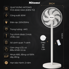 Quạt Đứng Điện Tử Cao Cấp Mitomo FCE-60AE Max