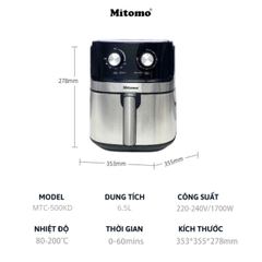 Nồi chiên không dầu cơ Mitomo MTC-500KD dung tích 6.5L