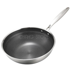 Chảo Chống Dính Sâu Lòng Vân Đá Tổ Ong Dùng Được Cho Mọi Loại Bếp Chất Liệu Inox 3 Lớp Cao Cấp.