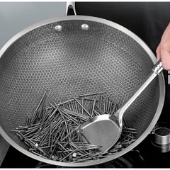 Chảo Chống Dính Sâu Lòng Vân Đá Tổ Ong Dùng Được Cho Mọi Loại Bếp Chất Liệu Inox 3 Lớp Cao Cấp.