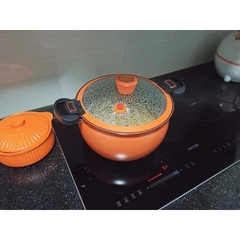 Nồi áp xuất bí ngô 8L nồi áp xuất đa năng chống dính vân đá sử dụng mọi loại bếp