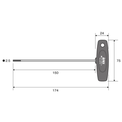 Tô vít lục giác tay cầm chữ T ANEX No.3210-H2.5x150