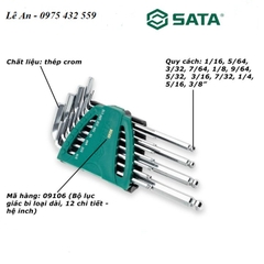 Bộ lục giác bi hệ inch 12 chi tiết SATA 09106