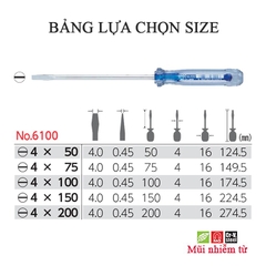 Tô vít 2 cạnh cán trong VESSEL No.6100-4x150