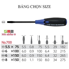 Tô vít 2 cạnh cán siêu êm VESSEL No.700-6x150