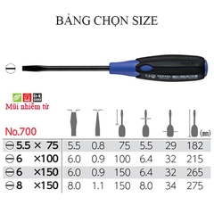 Tô vít 2 cạnh cán siêu êm VESSEL No.700-6x100
