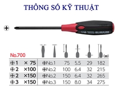 Tô vít 4 cạnh cán siêu êm VESSEL No.700+1x75