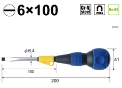 Tô vít 2 cạnh cán tròn, xoay tự do VESSEL 220F-6x100