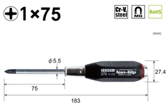 Tô vít đóng 4 cạnh chống trượt VESSEL B-370 +1x75
