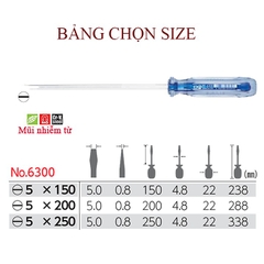 Tô vít 2 cạnh cán trong VESSEL No.6300-5x250 (loại thân dài)