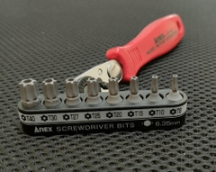 Bộ tay vặn và mũi vít bắt góc hẹp ANEX No.525-9T