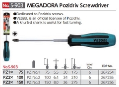 Tô vít Megadora dòng Pozi VESSEL No.S-903 PZ 1x75