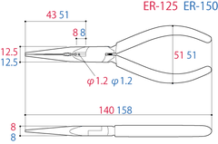 Kìm nhọn mũi dài 150mm (điện tử) TSUNODA ER-150