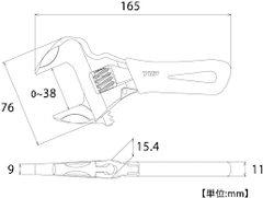 Mỏ lết thường miệng rộng mini TOP KOGYO HM-38MSR (Japan)