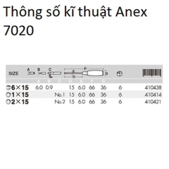 Tô vít ngắn4 cạnh có từ tính ANEX No.7020+1x15