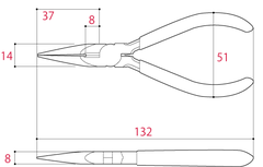 Kìm nhọn mini hàm phẳng 125mm TSUNODA MF-120