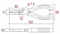 Kìm mũi nhọn có lỗ tuốt dây và lò xo 150mm TSUNODA PRP-150HGS