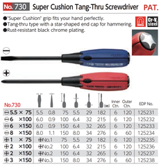 Tô vít đóng 4 cạnh cán siêu êm VESSEL No.730+1x75