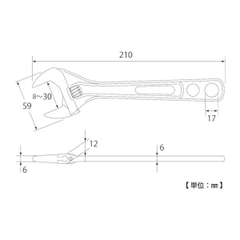 Mỏ lết miệng rộng chuôi vặn 17mm TOP KOGYO HY-30-17 (Japan)