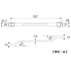 Cờ lê 2 đầu vòng TOP KOGYO TM-24x27 (Japan)