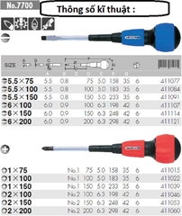 Tô vít 4 cạnh có từ tính ANEX No.7700+1x100
