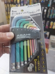 Bộ lục giác bi ngắn hệ mét 9 chi tiết, 1.5-10mm,  ASAHI AZUS910