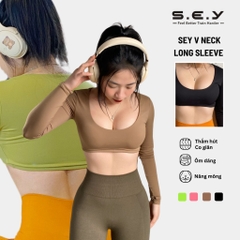 SEY V Neck Long Sleeve Crop