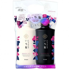 Dầu gội xả Ichikami Kracie chai 480ml mẫu mới 2023 (túi nylon set 2) (Trắng - Dưỡng tóc mềm mượt)