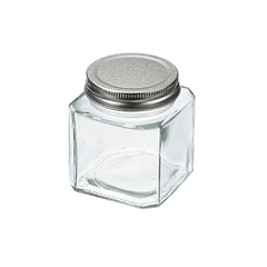 Lọ thủy tinh dáng vuông, nắp kim loại 380ml Echo