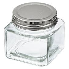 Lọ thủy tinh dáng vuông, nắp kim loại 250ml Echo