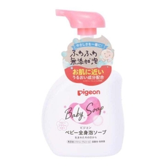 Sữa tắm gội cho bé Pigeon Baby Soap tạo bọt 500ml - hương hoa (màu hồng)