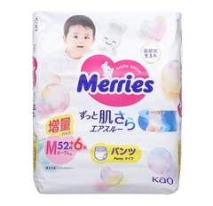 Bỉm Merries tã dán size M 52+2 miếng