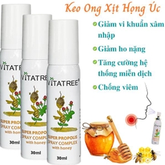Xịt ho keo ong Vitatree Úc giảm ho, đau họng 30ml