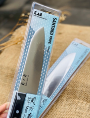 Dao đa năng lưỡi rộng thái thị cá rau KAI Sekimanju Santoku 165mm