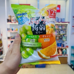 Thạch Orihiro mix 2 vị hoa quả 12 chiếc x 18g (nhiều vị) (Vị nho xanh và cam 240g)