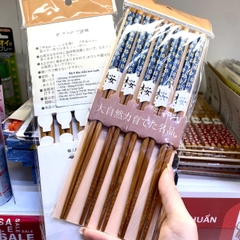 Bộ 5 đũa mẫu hoa xanh