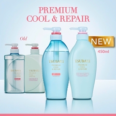 Dầu gội Tsubaki phục hồi, sạch dầu và mát lạnh 450ml màu xanh