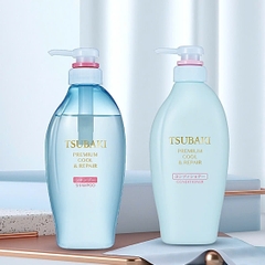Dầu xả Tsubaki phục hồi, sạch dầu và mát lạnh 450ml màu xanh
