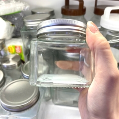 Lọ thủy tinh dáng vuông, nắp kim loại 250ml Echo