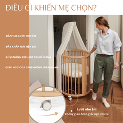Cũi tròn đa năng, giường đa chức năng 5in1 cao cấp dành cho trẻ em từ 0 đến 6 tuổi