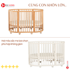 Cũi tròn đa năng, giường đa chức năng 5in1 cao cấp dành cho trẻ em từ 0 đến 6 tuổi
